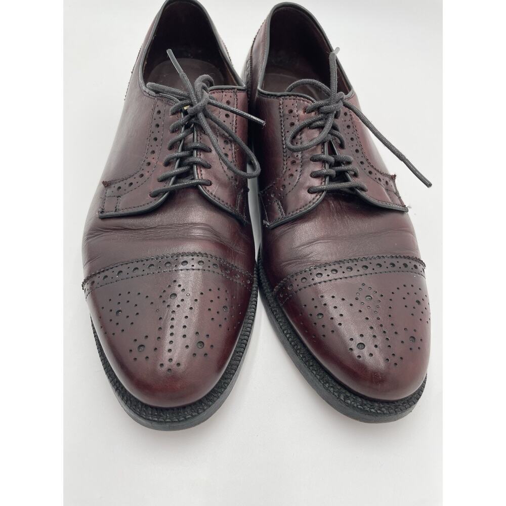 Allen Edmonds Hancock Burgundy Leather Cap Toe Brogue Oxford 9.5 D 7677 - Picture 2 of 10